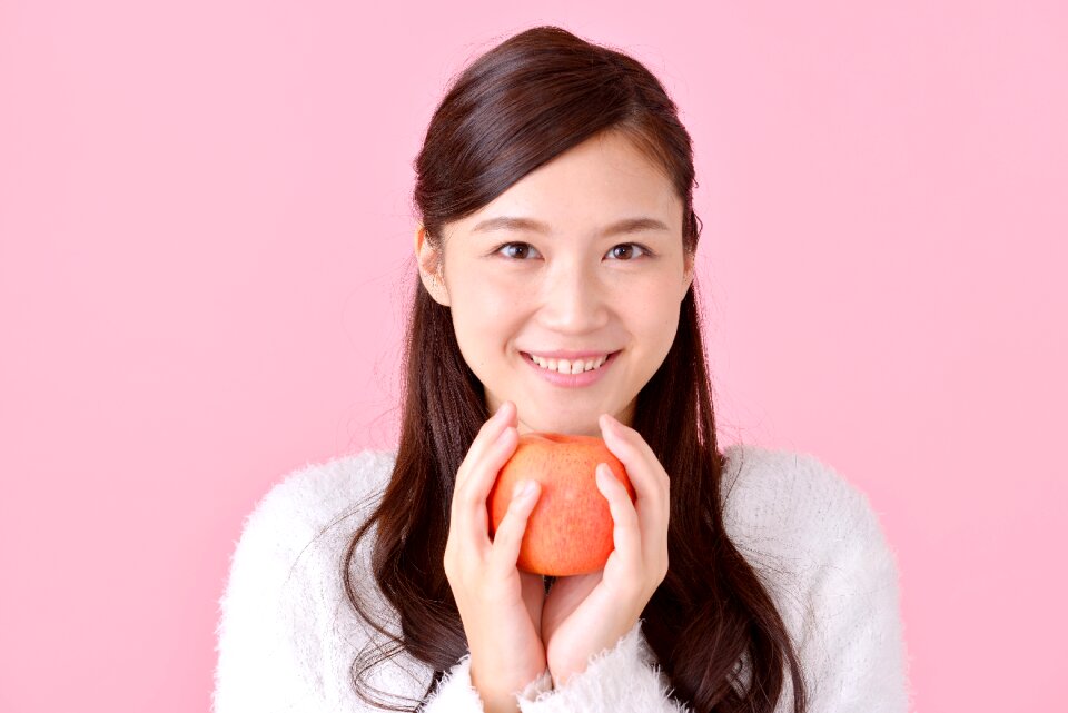Woman girl portrait apple