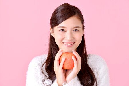 Woman girl portrait apple
