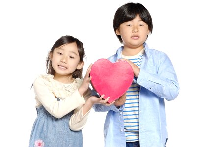 Brother sister children heart photo