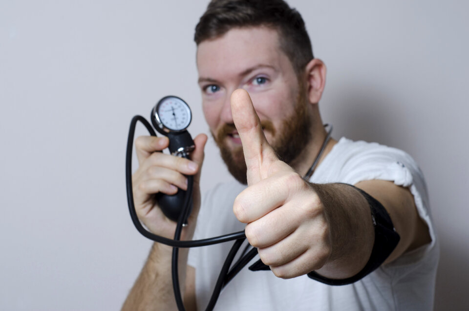 Blood pressure sphygmomanometer man
