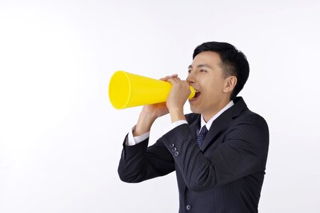 Business man megaphone