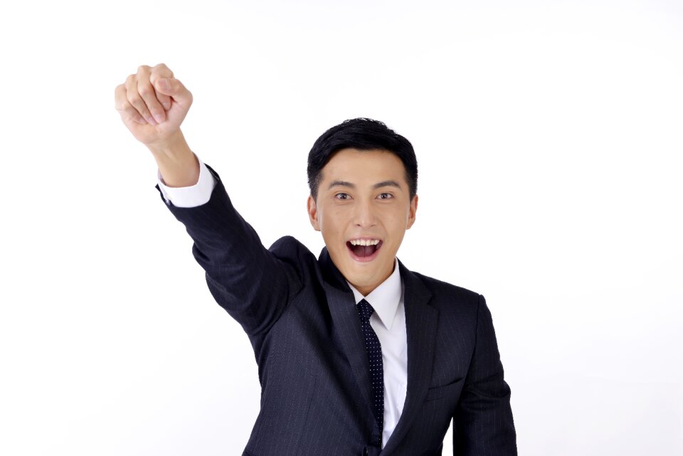 Business man fist up