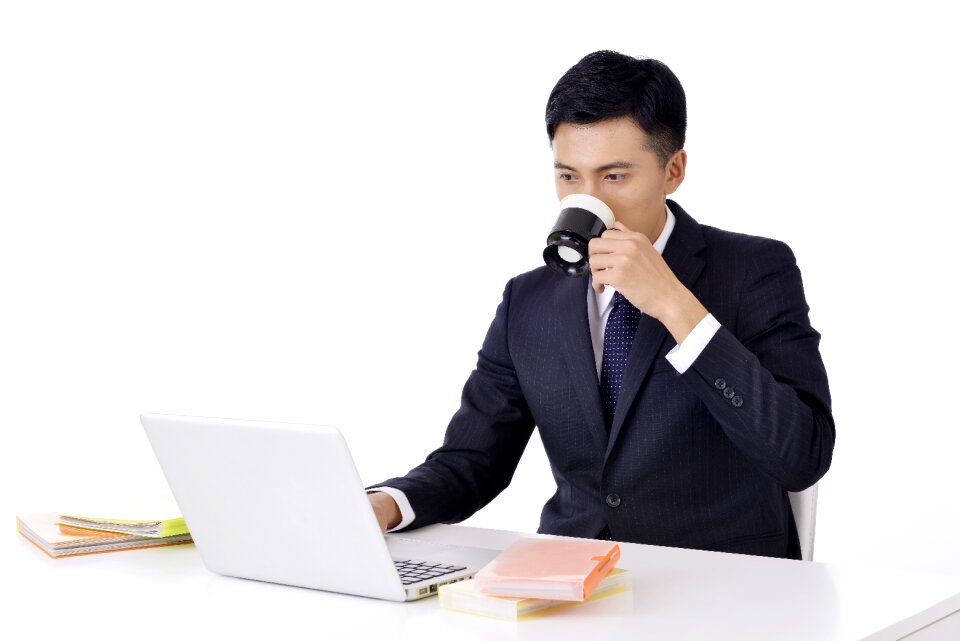 Business man drink coffee
