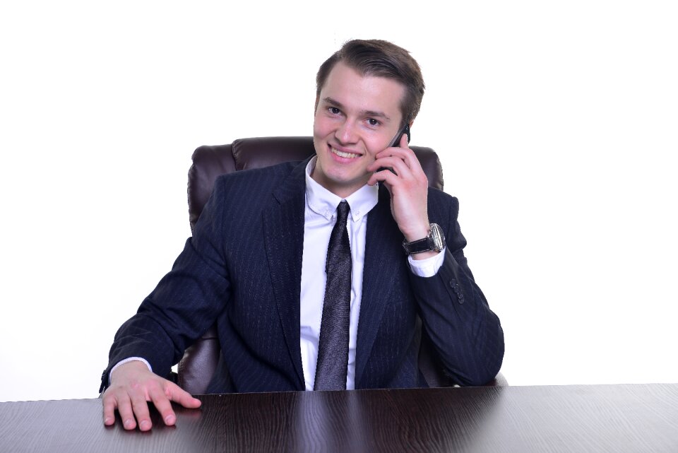 Business man mobile phone