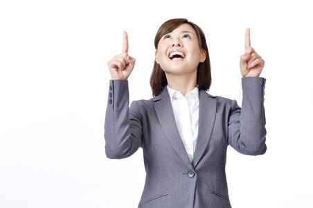 Business woman pointing finger