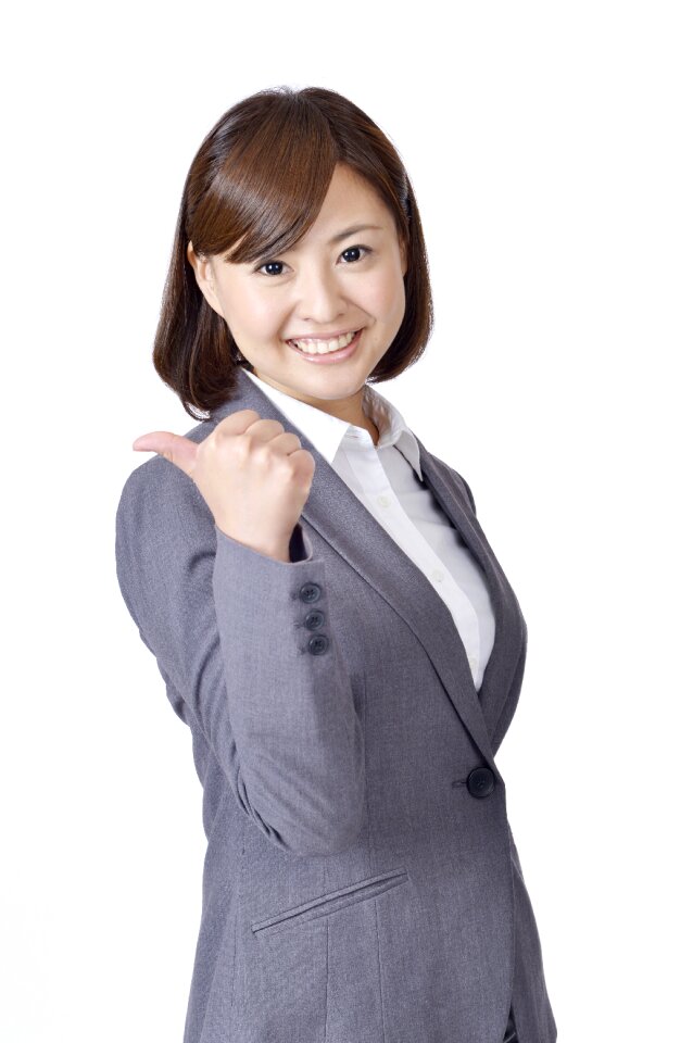 Business woman thumbs up