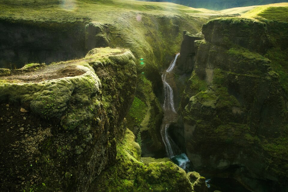 Canyon waterfall cliff