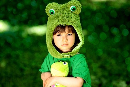 Child girl frog photo