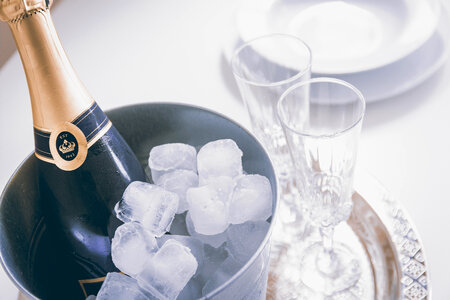 Champagne glasses ice