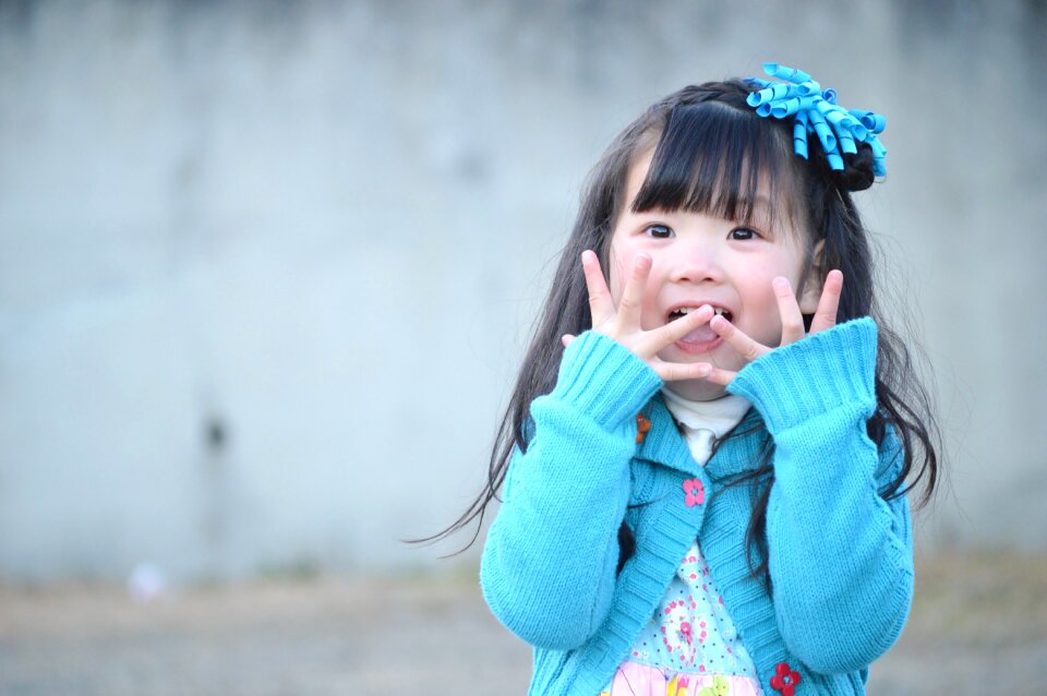 Child girl surprised