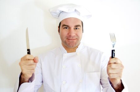 Cook man fork knife