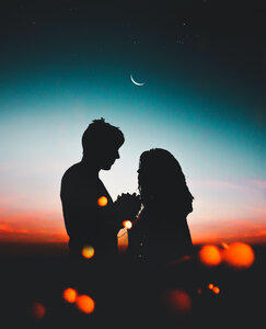 Couple dawn silhouette