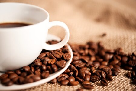 Coffee cup beans photo