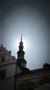 Backlighting building tower photo