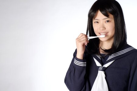 Female student toothbrush