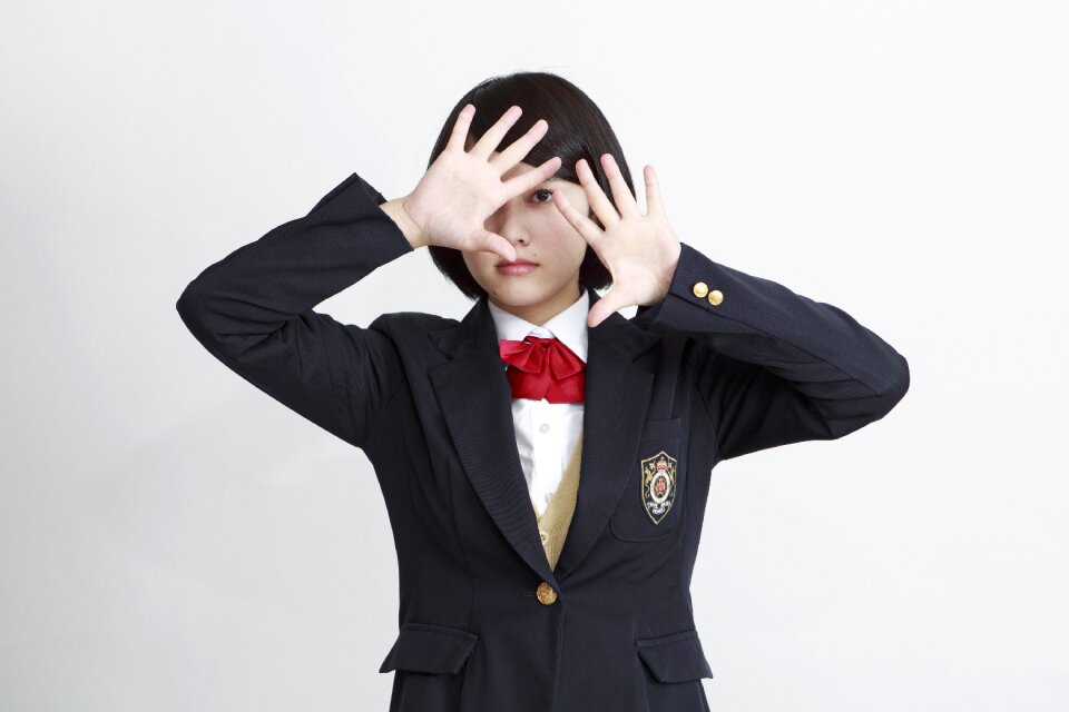 Female student cover face