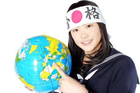 Female student globe
