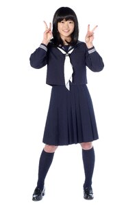 Female student v sign