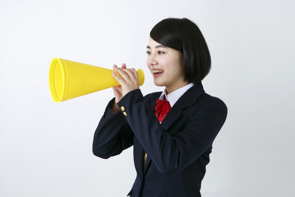 Female student megaphone
