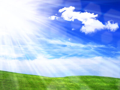 Hill sun rays sky