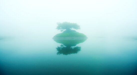 Island fog lake photo