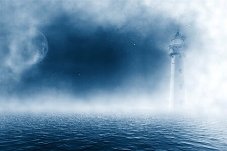 Lighthouse sea fog