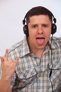 Man listen music headphone photo