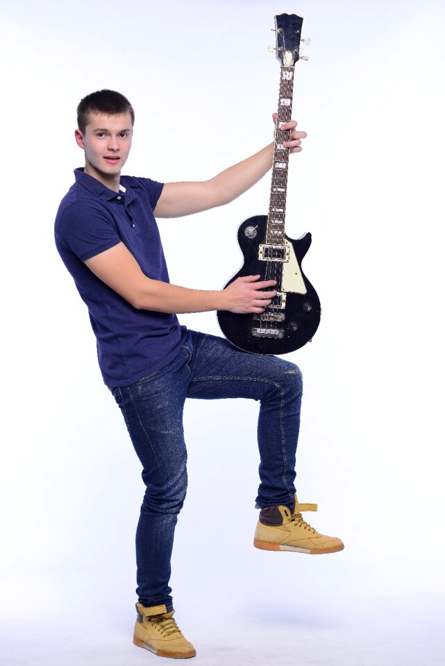 Man portrait bass guitar