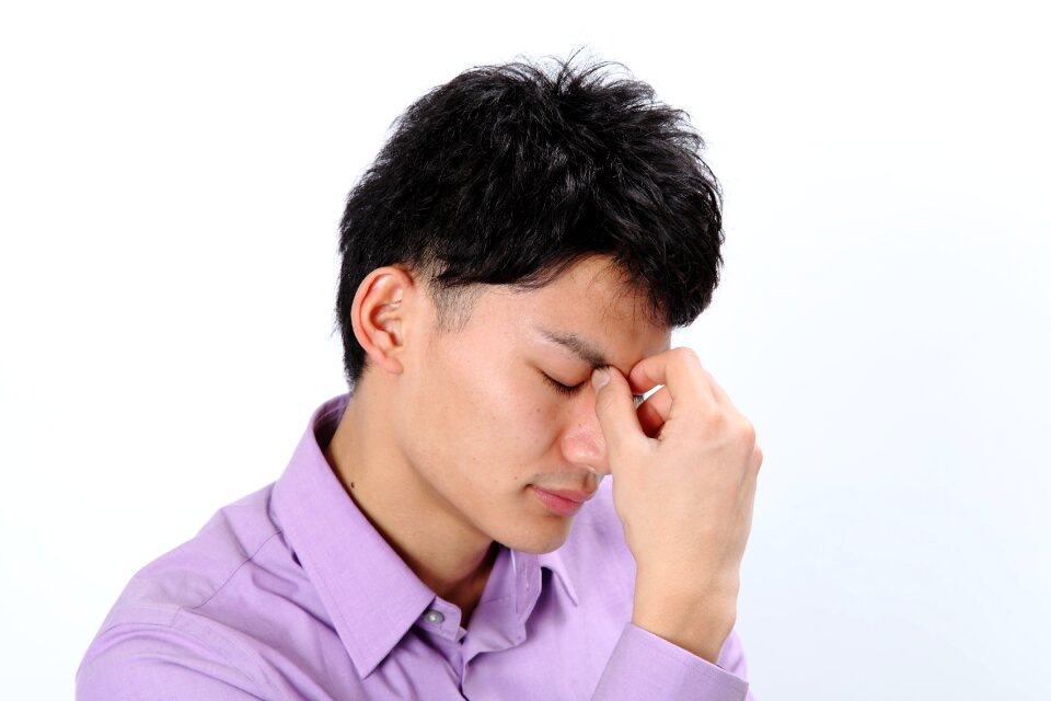 Man portrait eye strain