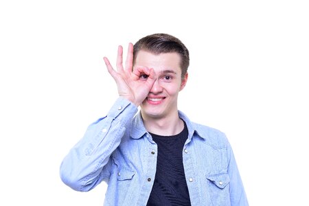 Man portrait clapping hands photo