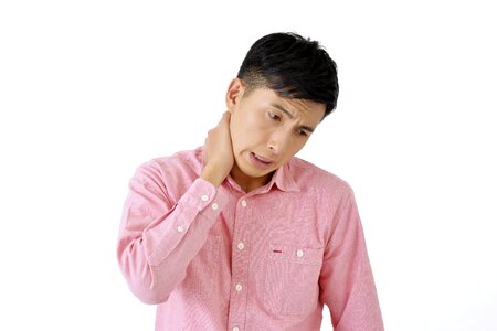 Man portrait neck pain photo