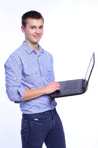 Man portrait laptop computer photo