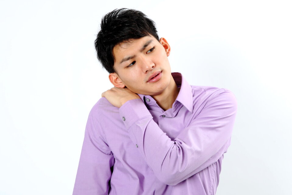 Man portrait neck tension