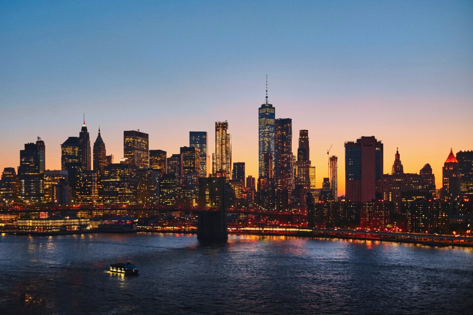 New york cityscape sunset photo