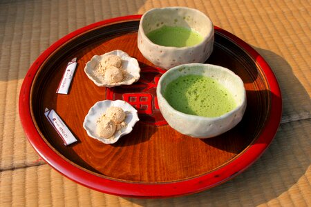 Matcha tea wagashi photo