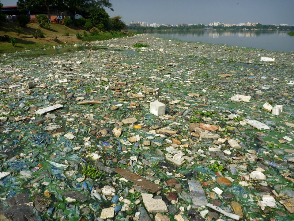 Pollution lake garbage