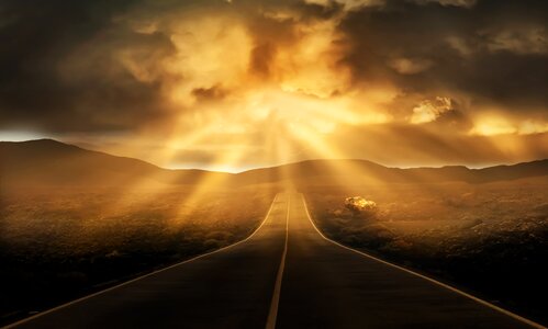 Road sunbeam wilderness