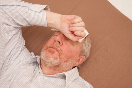 Senior man fever cold