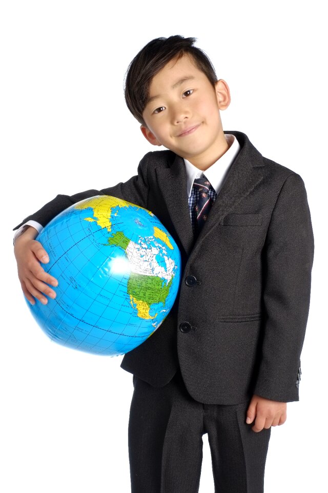 Schoolboy child globe