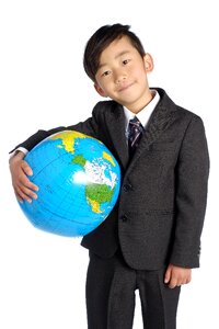 Schoolboy child globe