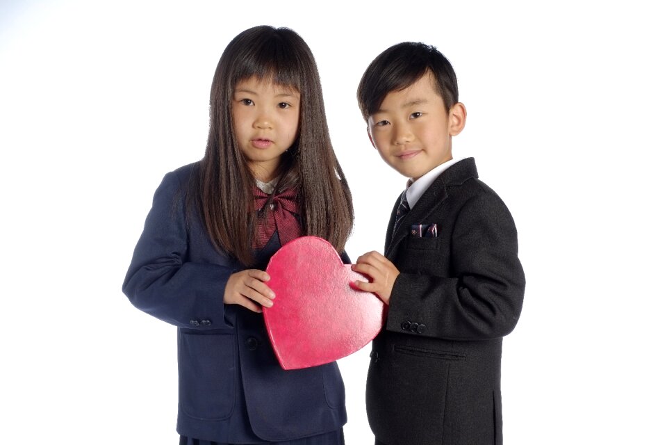 Schoolgirl schoolboy children heart