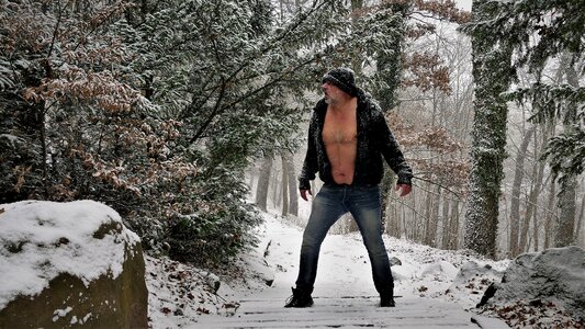 Snow forest man