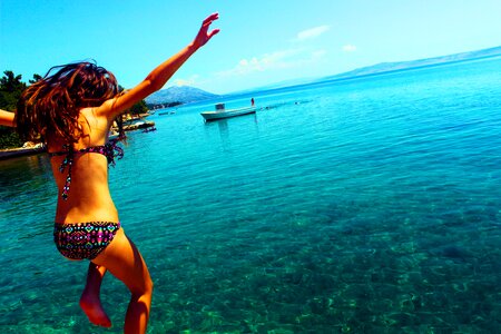 Summer sea woman dive