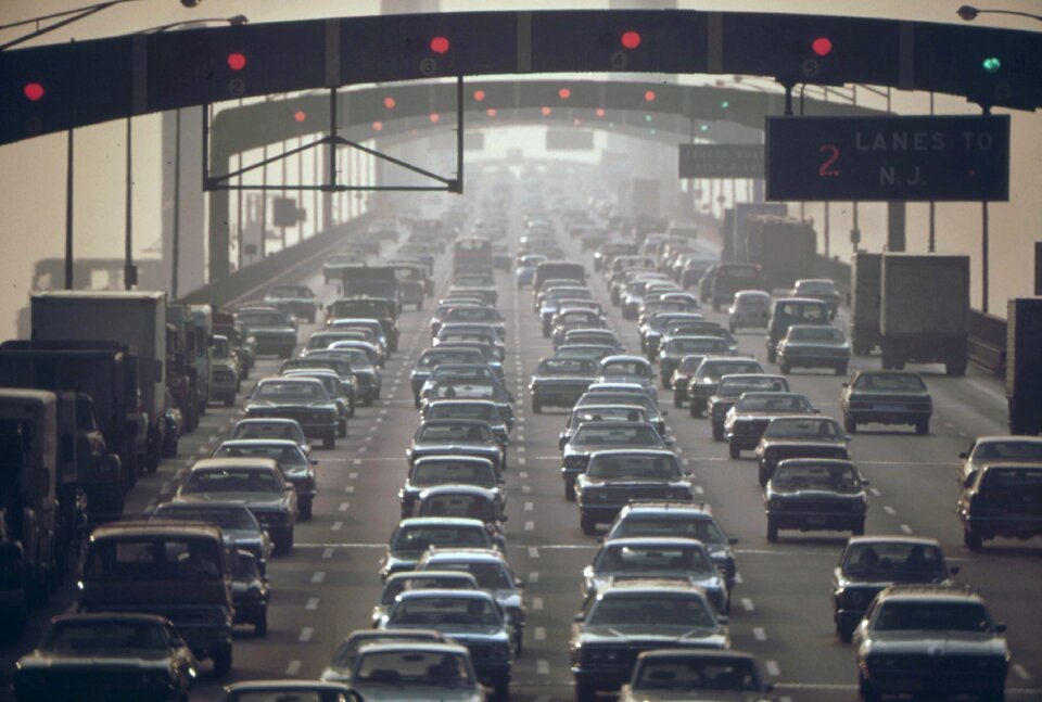 Smog pollution cars bridge