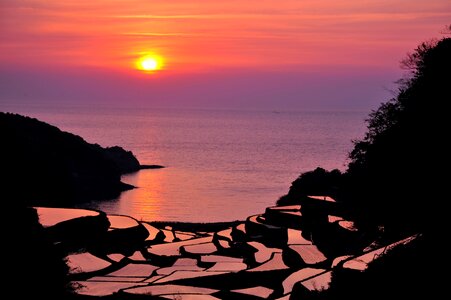 Terraced rice fields sunset