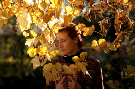 Woman girl autumn leaves photo