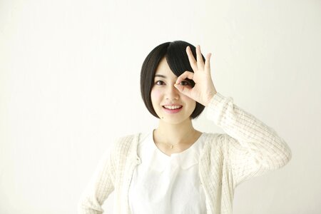 Woman girl finger glasses