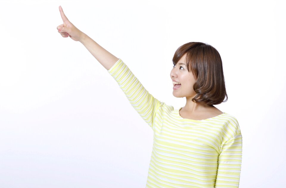 Woman girl pointing finger