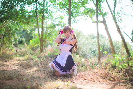 Woman girl cosplay maid