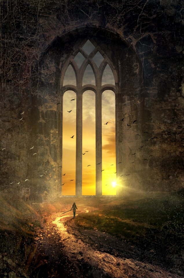 Window sunset landscape
